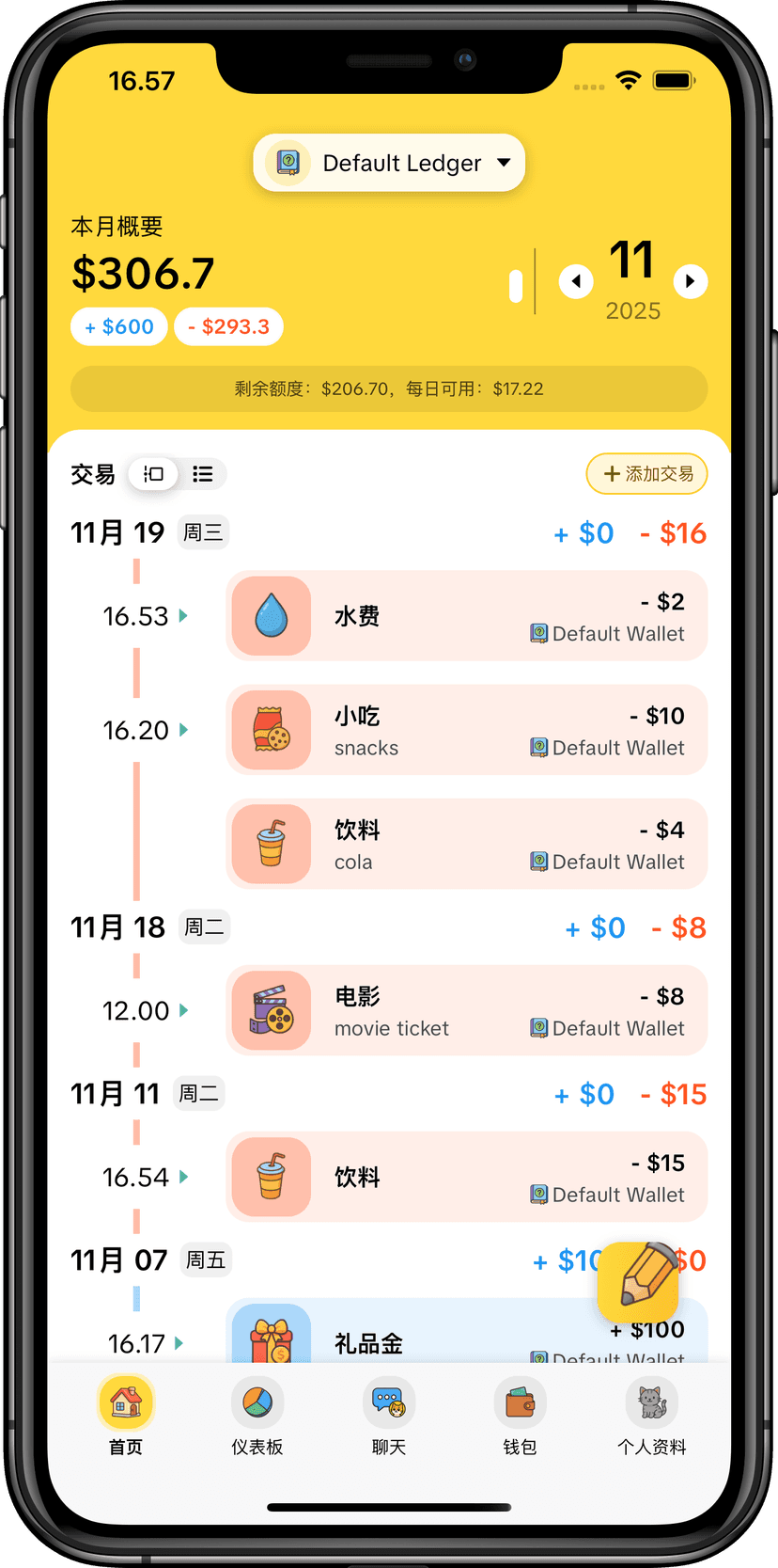 MoneyKu 可视化时间轴界面